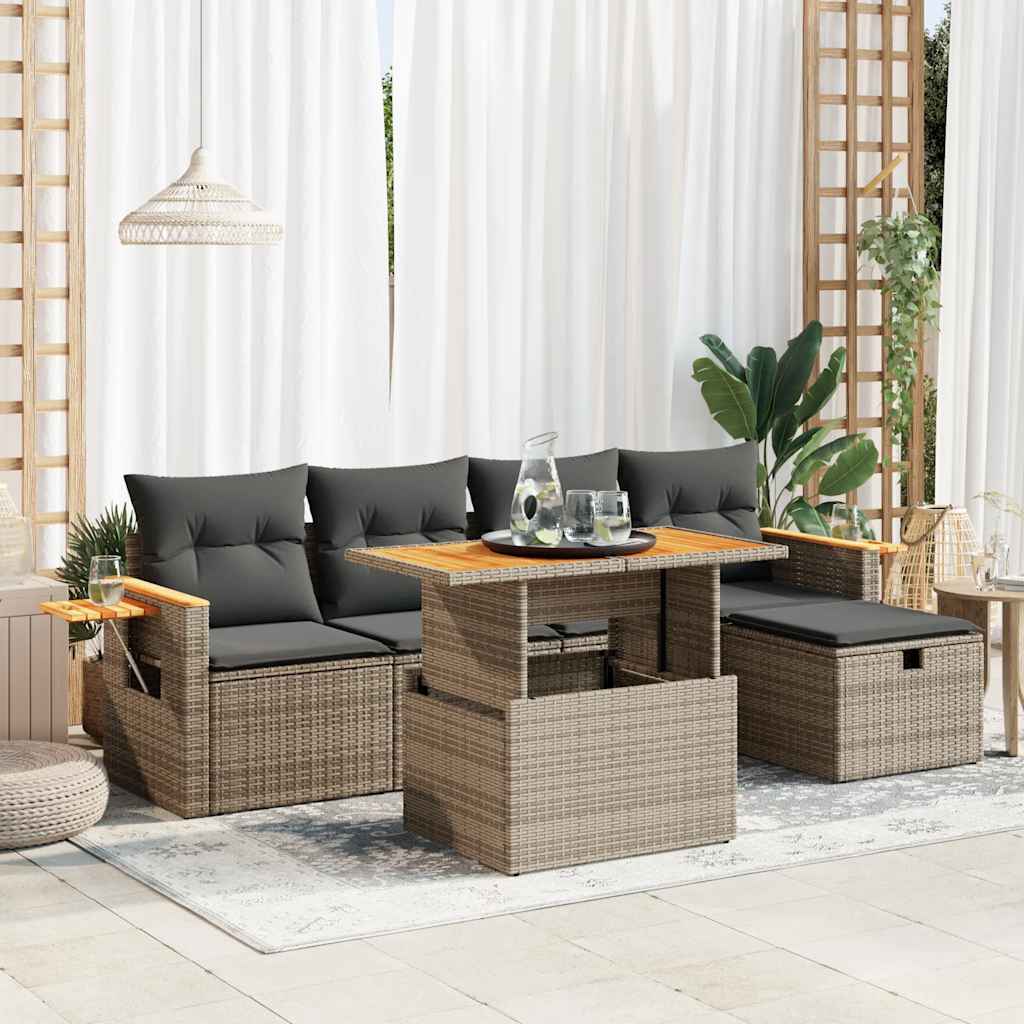 Loungegrupp Med Dynor 6 Delar Svart Konstrotting