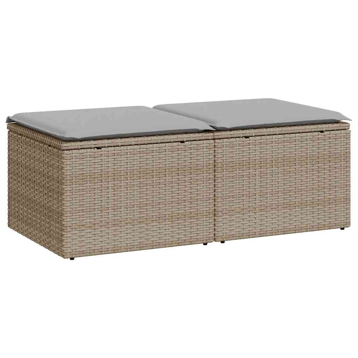 Trädgårdssoffset Med Dynor 2 Delar Beige Konstrotting Akaciaträ
