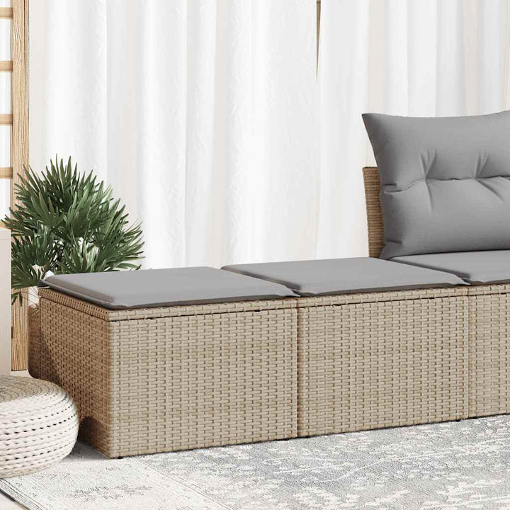 Trädgårdssoffset Med Dynor 2 Delar Beige Konstrotting Akaciaträ