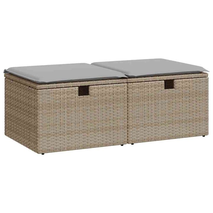 Trädgårdssoffset Med Dynor 2 Delar Beige Konstrotting Akaciaträ