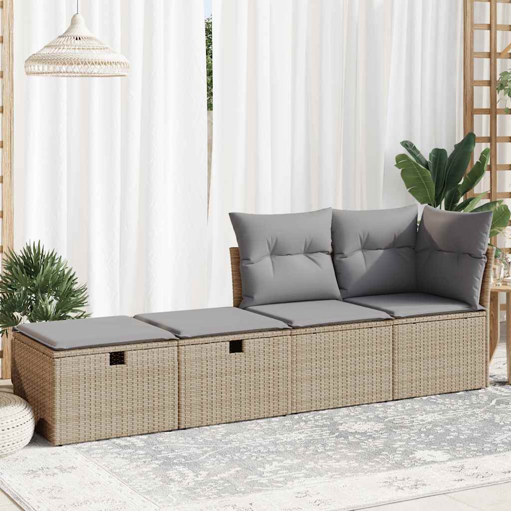 Trädgårdssoffset Med Dynor 2 Delar Beige Konstrotting Akaciaträ