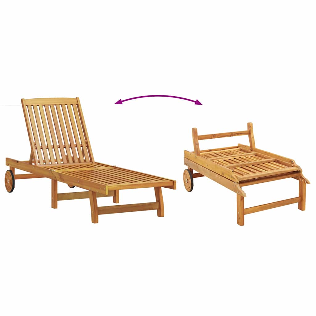 Solstol Brun Och Kräm 199 X 63 X 85 Cm Massivt Akaciaträ