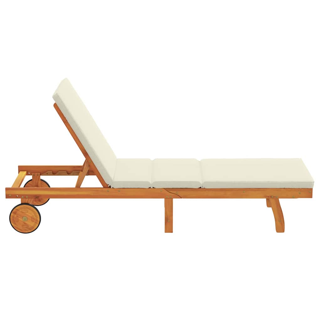 Solstol Brun Och Kräm 199 X 63 X 85 Cm Massivt Akaciaträ