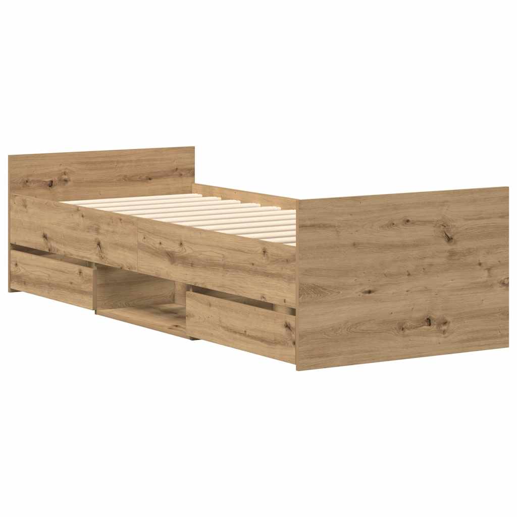 Sängram Utan Madrass Hantverksmässig Ek 90X200Cm