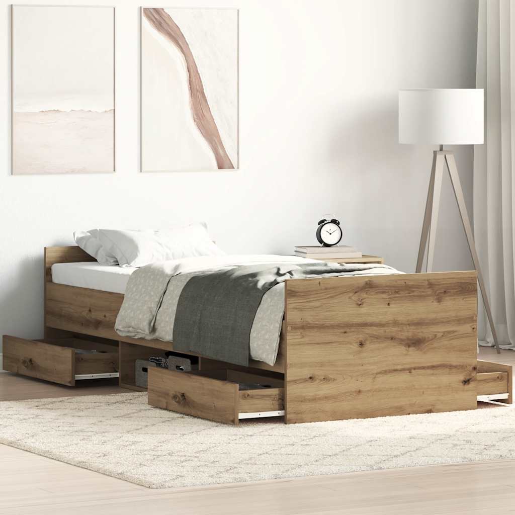Sängram Utan Madrass 90X190Cm Konstruerat Trä