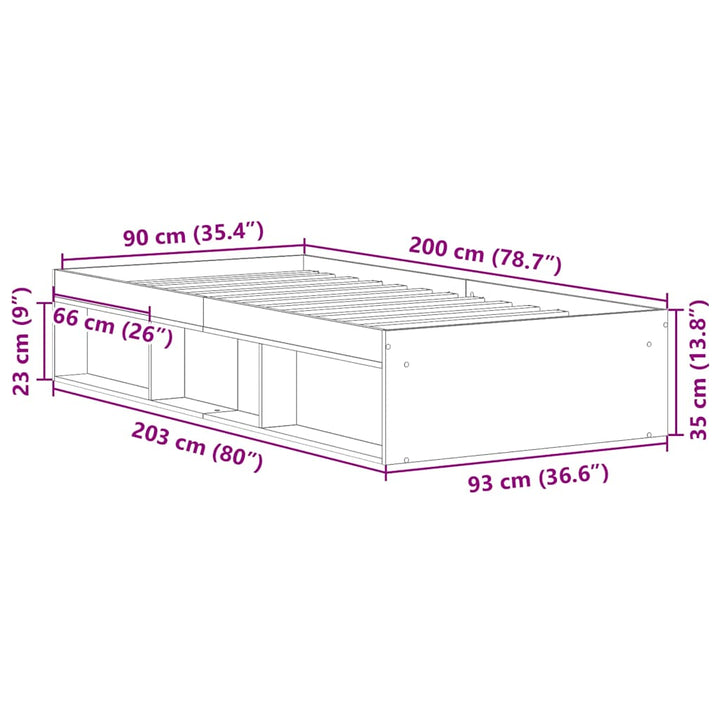 Sängram Utan Madrass Hantverksmässig Ek 90X200Cm