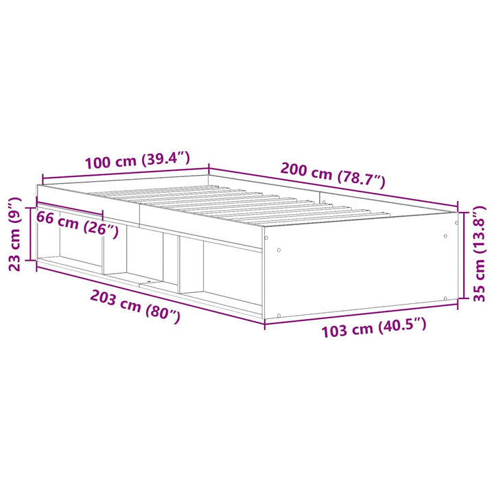Sängram Utan Madrass Hantverksmässig Ek 100X200Cm
