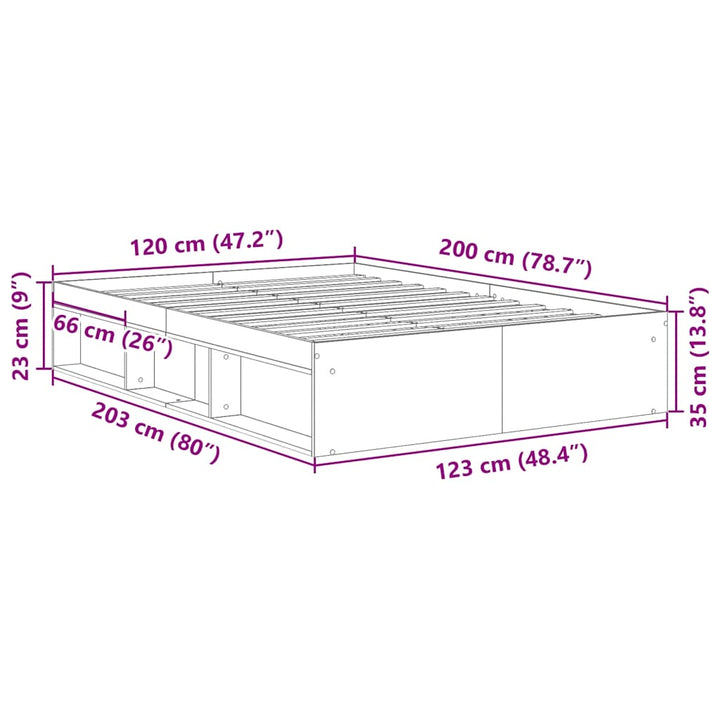Sängram Utan Madrass Hantverksmässig Ek 120X200Cm