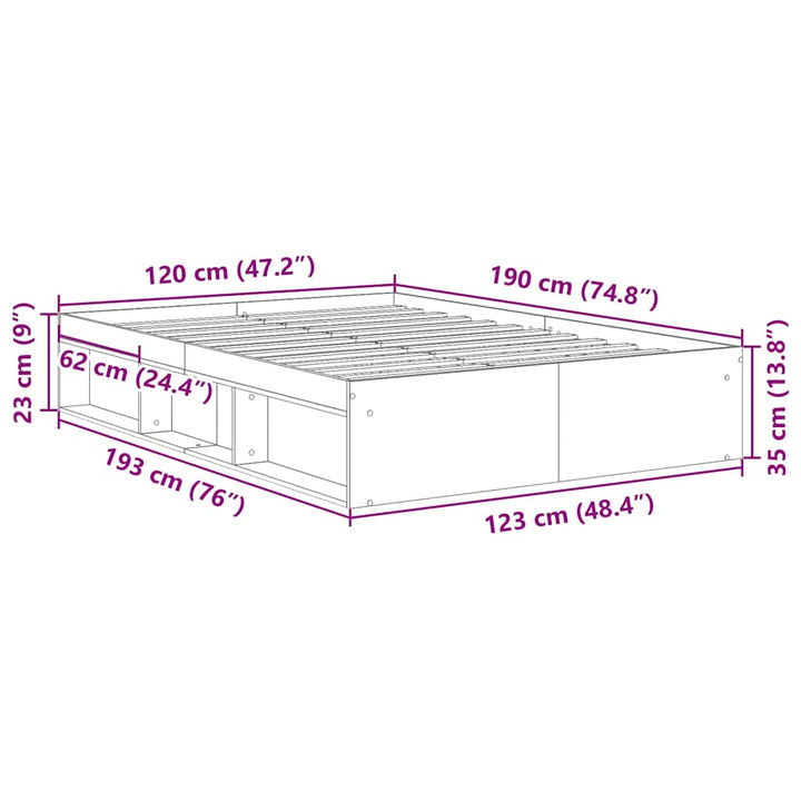 Sängram Utan Madrass 120X190Cm Konstruerat Trä