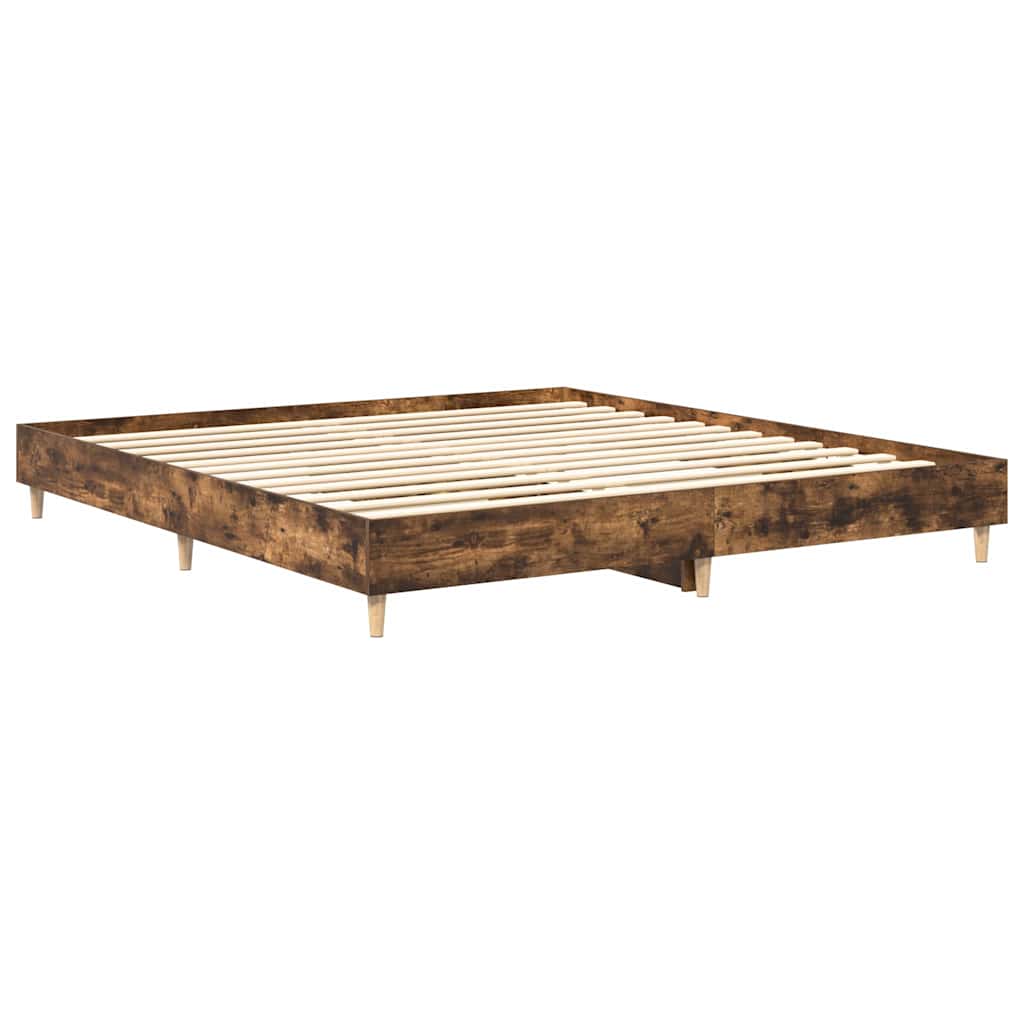 Sängram Utan Madrass Rökt Ek 180X200Cm Konstruerat Trä