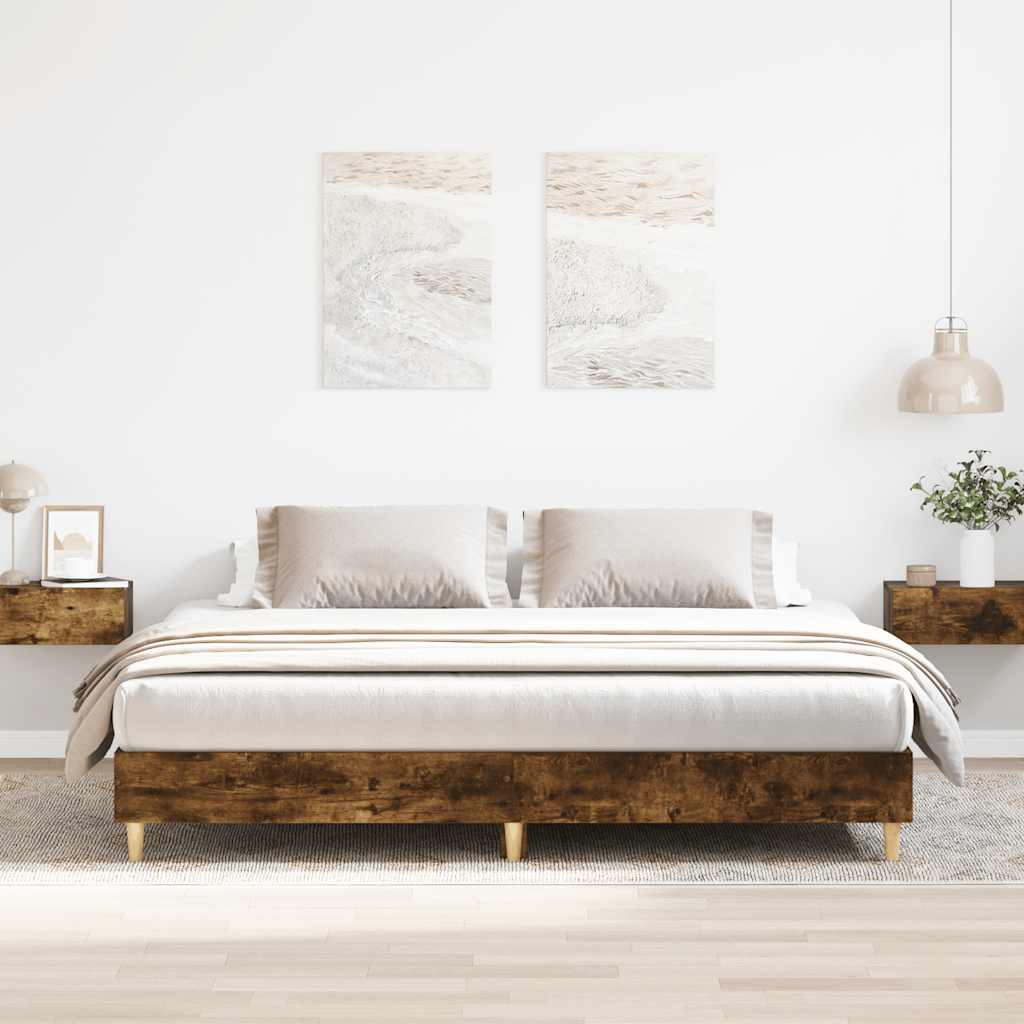 Sängram Utan Madrass Rökt Ek 180X200Cm Konstruerat Trä