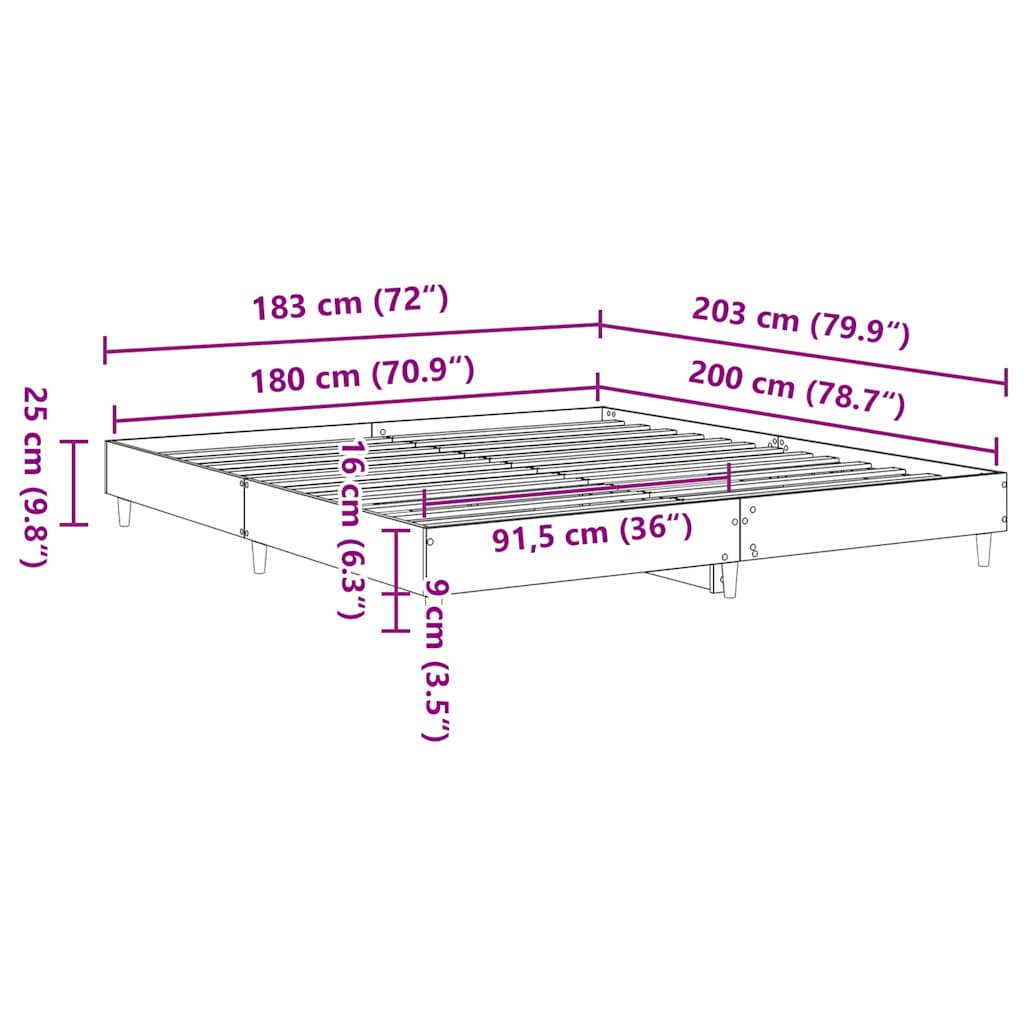 Sängram Utan Madrass 180X200Cm Konstruerat Trä