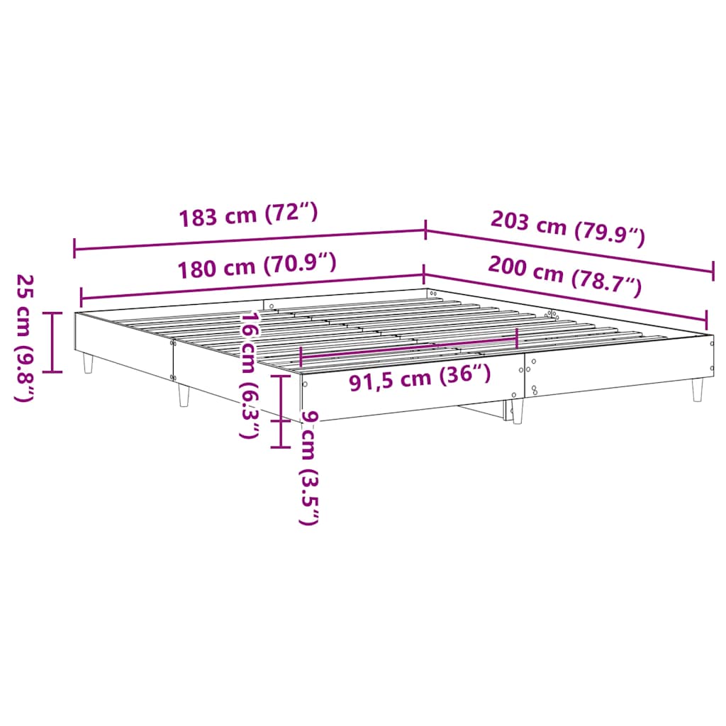 Sängram Utan Madrass Hantverksmässig Ek 180X200Cm