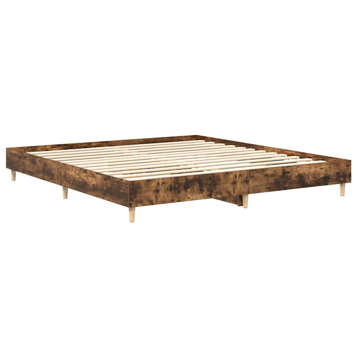 Sängram Utan Madrass Rökt Ek 160X200Cm Konstruerat Trä
