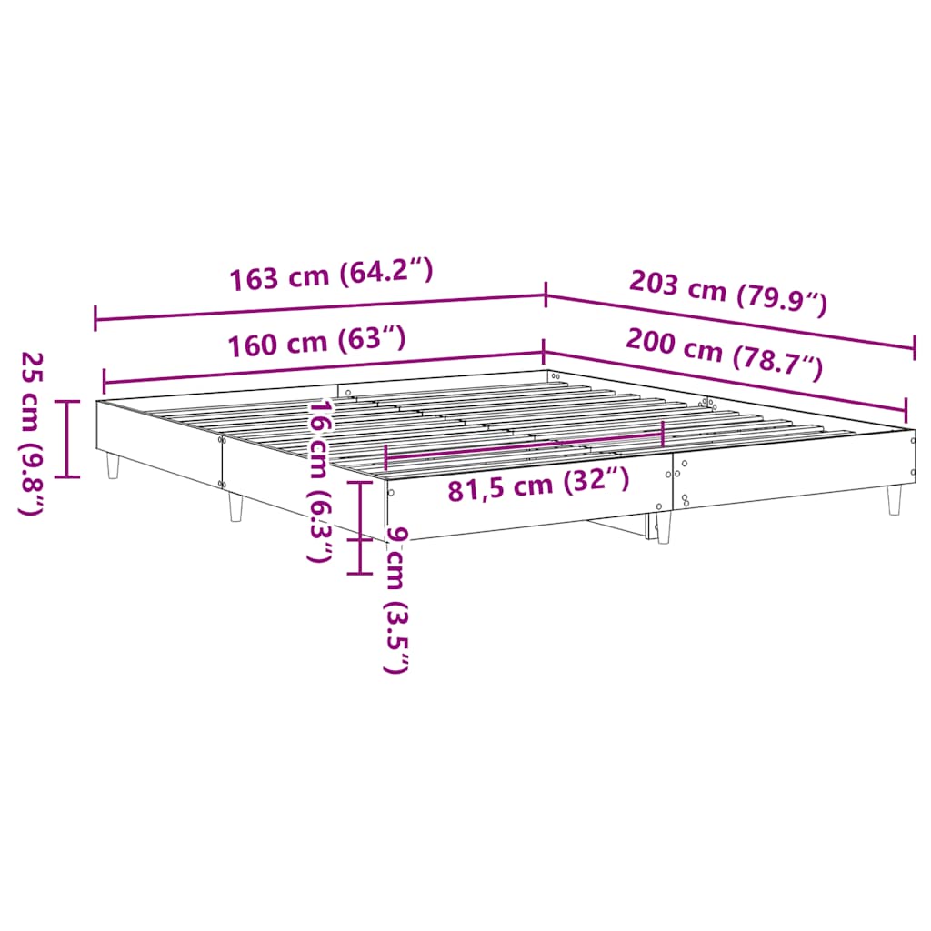 Sängram Utan Madrass 160X200Cm Konstruerat Trä