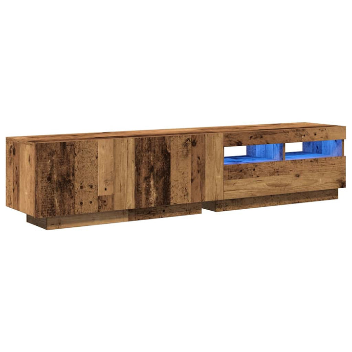 Tv-Bänk Med Led-Lampor Åldrat Trä 180X35X40 Cm Konstruerat Trä