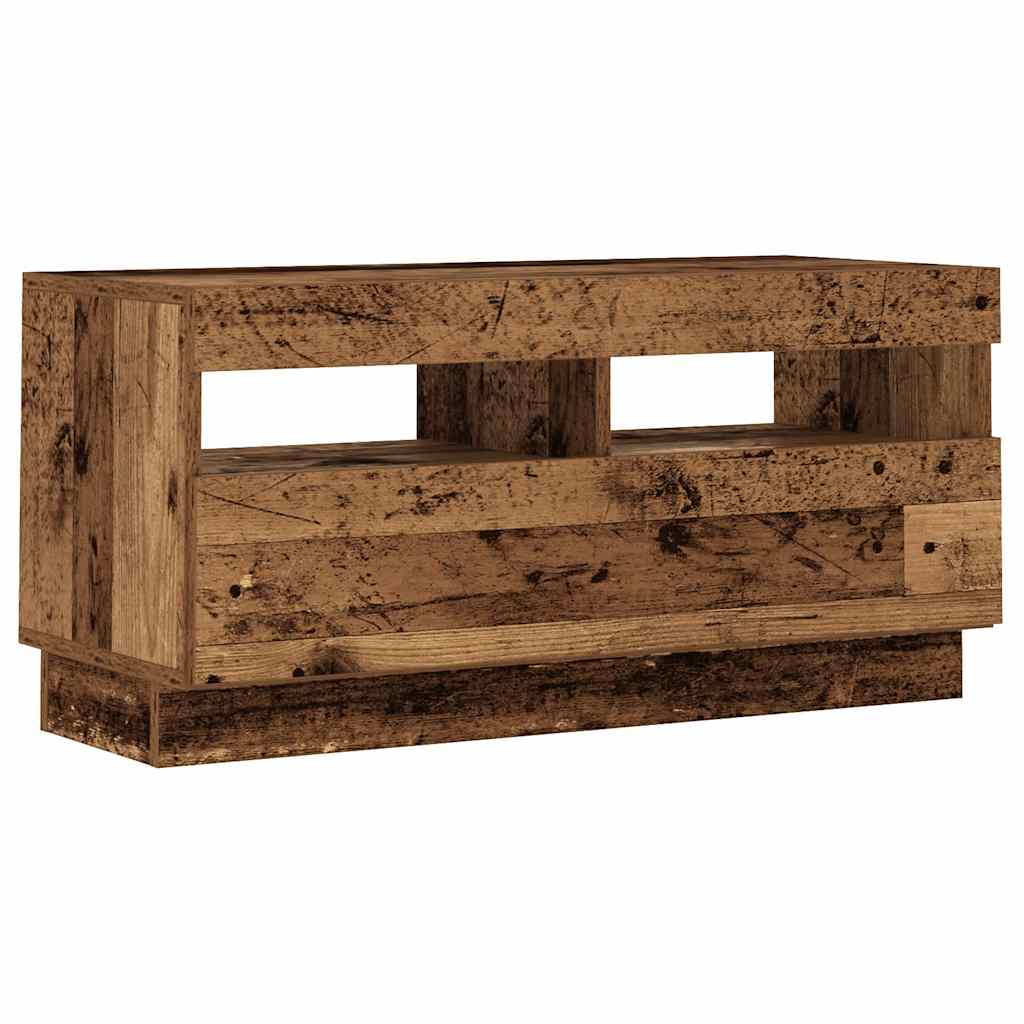 Tv-Bänk Med Led-Lampor Åldrat Trä 180X35X40 Cm Konstruerat Trä