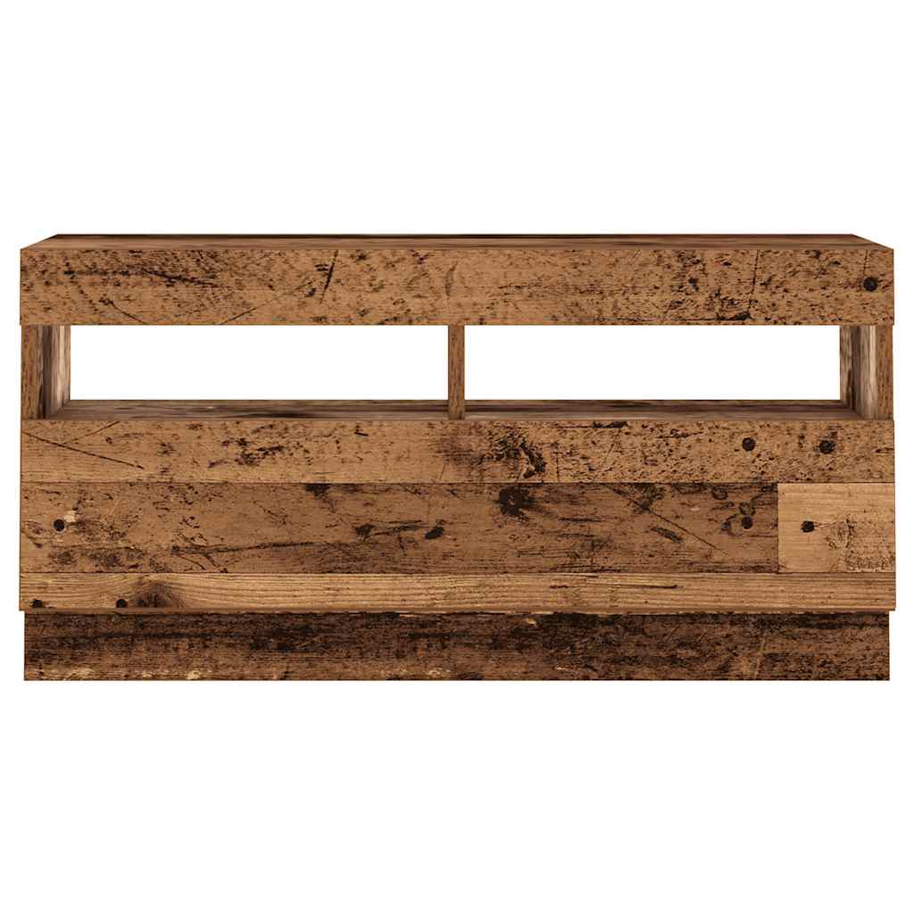 Tv-Bänk Med Led-Lampor Åldrat Trä 180X35X40 Cm Konstruerat Trä