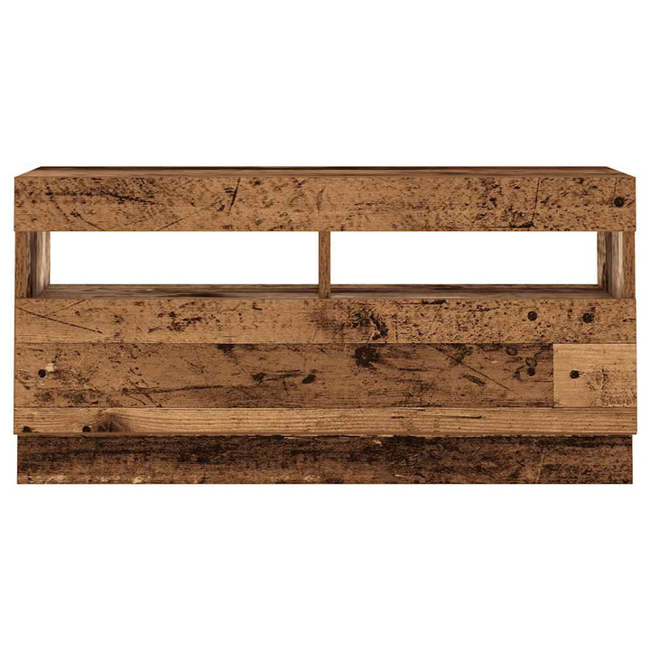 Tv-Bänk Med Led-Lampor Åldrat Trä 180X35X40 Cm Konstruerat Trä