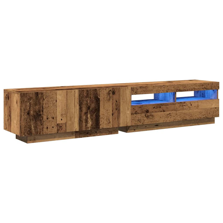 Tv-Bänk Med Led-Lampor Åldrat Trä 200X35X40 Cm Konstruerat Trä