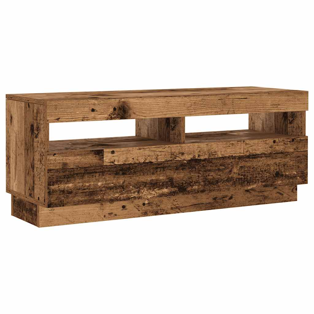 Tv-Bänk Med Led-Lampor Åldrat Trä 200X35X40 Cm Konstruerat Trä