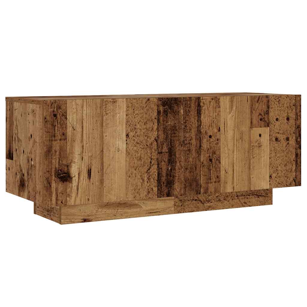 Tv-Bänk Med Led-Lampor Åldrat Trä 200X35X40 Cm Konstruerat Trä