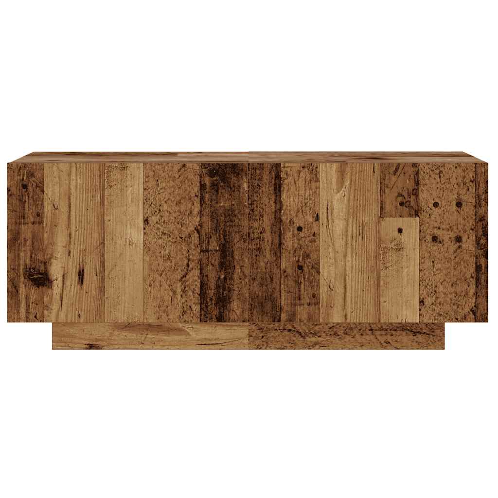 Tv-Bänk Med Led-Lampor Åldrat Trä 200X35X40 Cm Konstruerat Trä