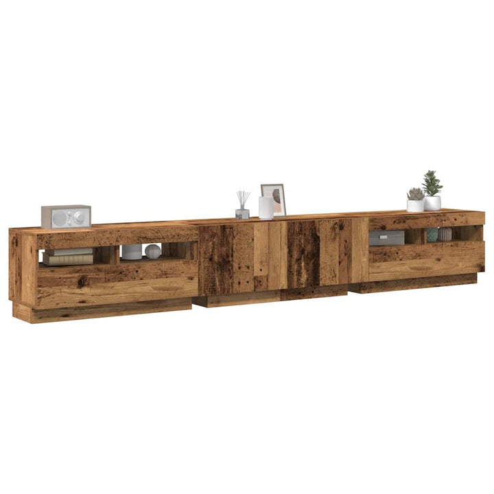Tv-Bänk Med Led-Lampor 260X35X40 Cm Konstruerat Trä