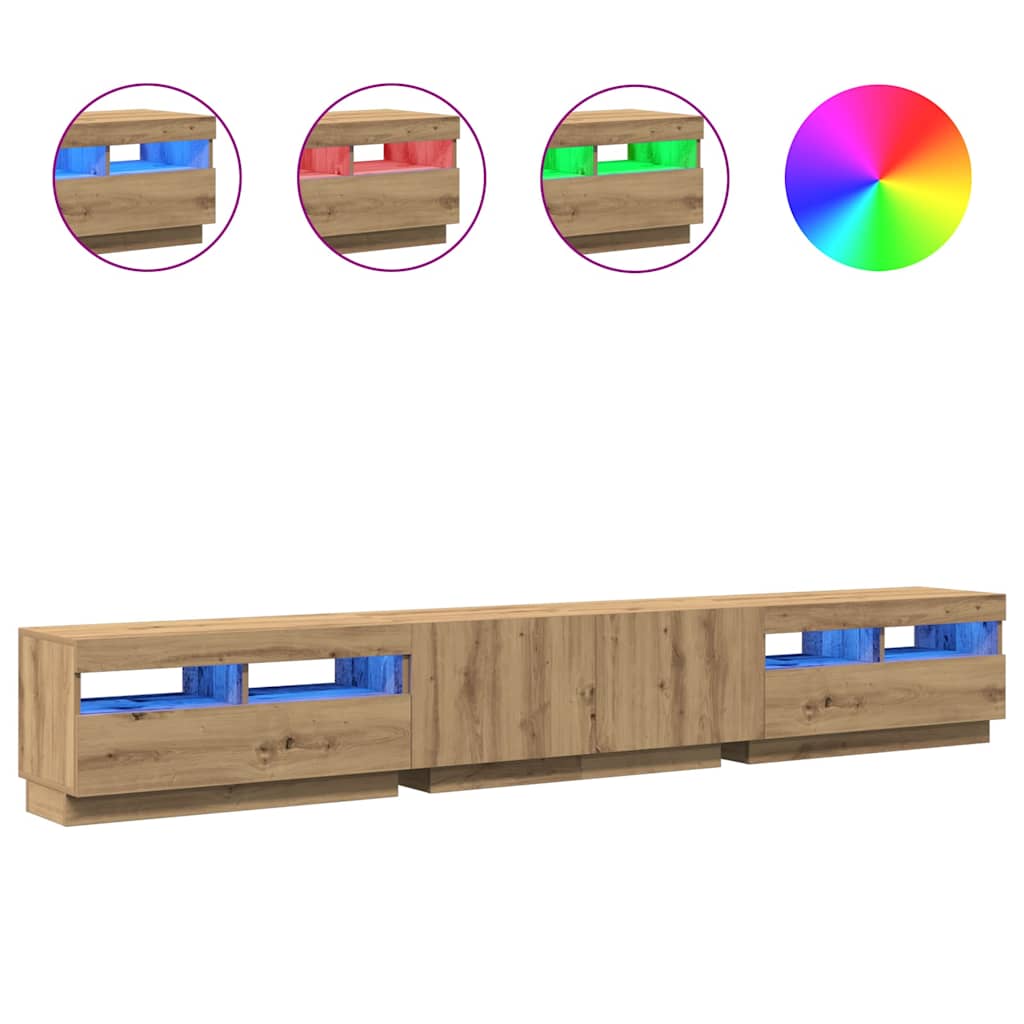 Tv-Bänk Med Led-Lampor 260X35X40 Cm Konstruerat Trä