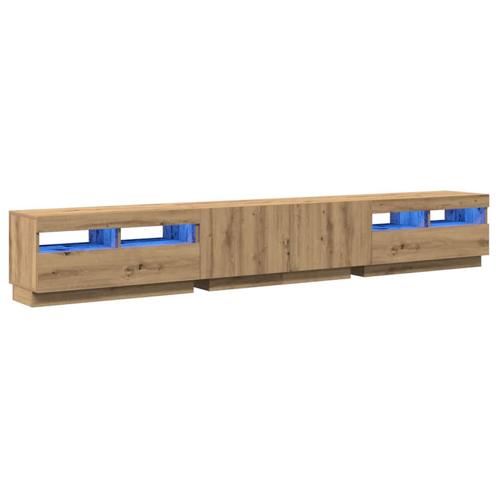 Tv-Bänk Med Led-Lampor 260X35X40 Cm Konstruerat Trä