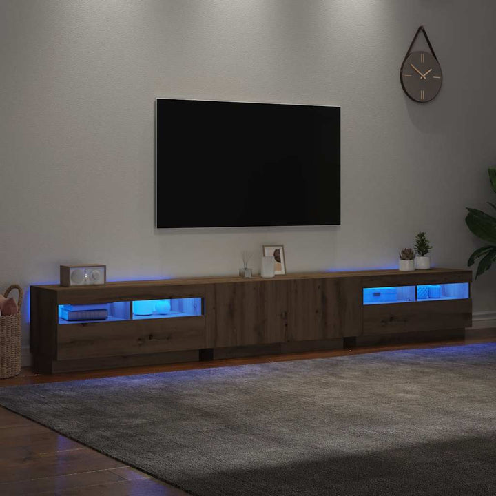 Tv-Bänk Med Led-Lampor 260X35X40 Cm Konstruerat Trä