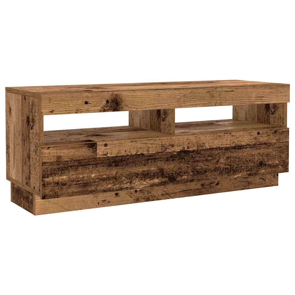 Tv-Bänk Med Led-Lampor Åldrat Trä 300X35X40 Cm Konstruerat Trä