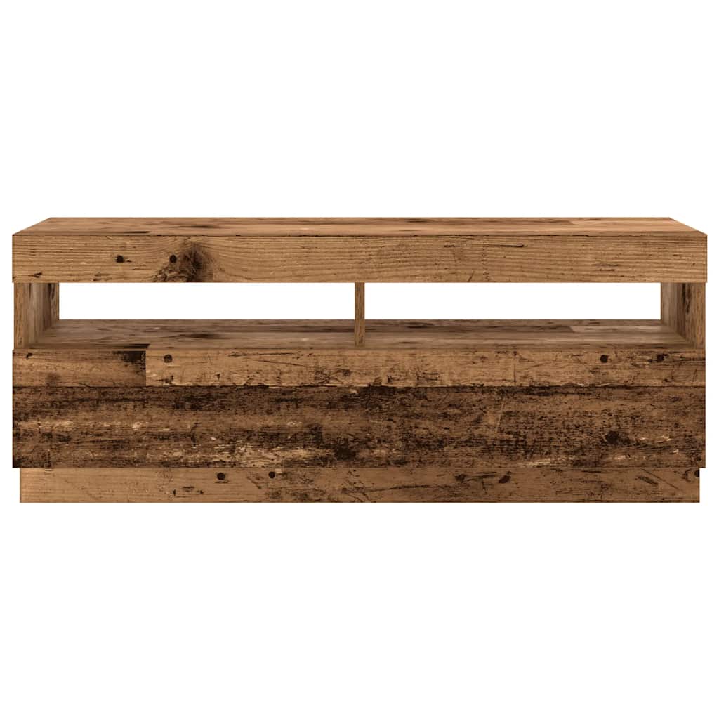 Tv-Bänk Med Led-Lampor Åldrat Trä 300X35X40 Cm Konstruerat Trä