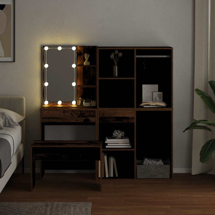 Toalettbordsset Med Led Konstruerat Trä