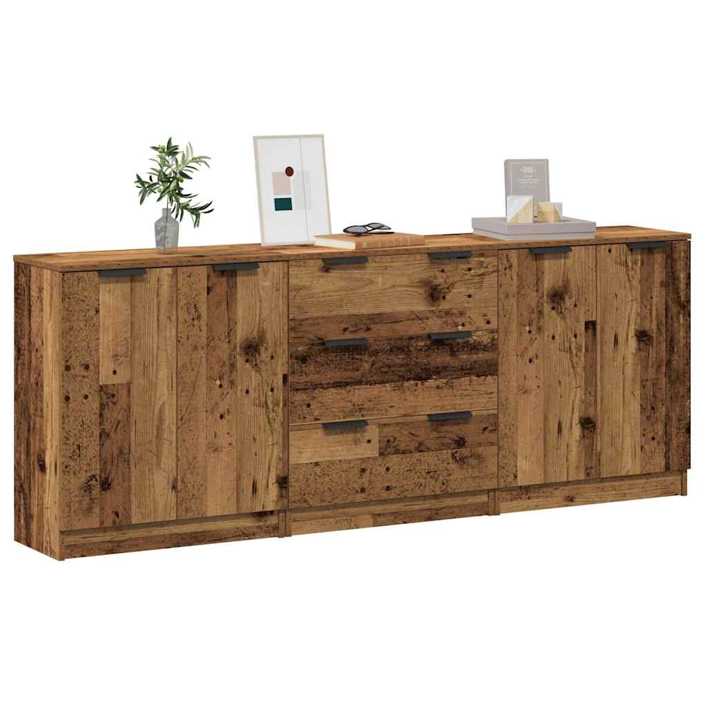 Skänkar 3 Delar Ek 60X30X70 Cm Konstruerat Trä