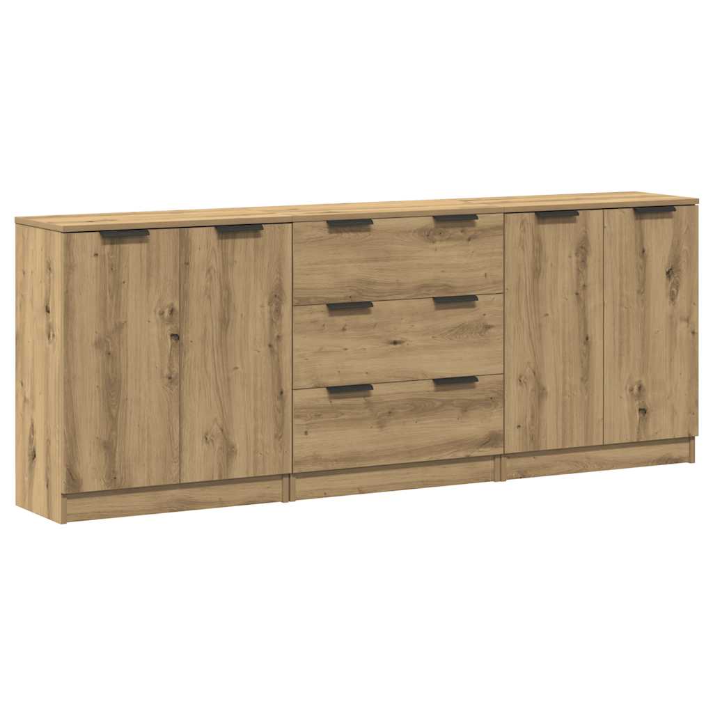 Skänkar 3 Delar Ek 60X30X70 Cm Konstruerat Trä