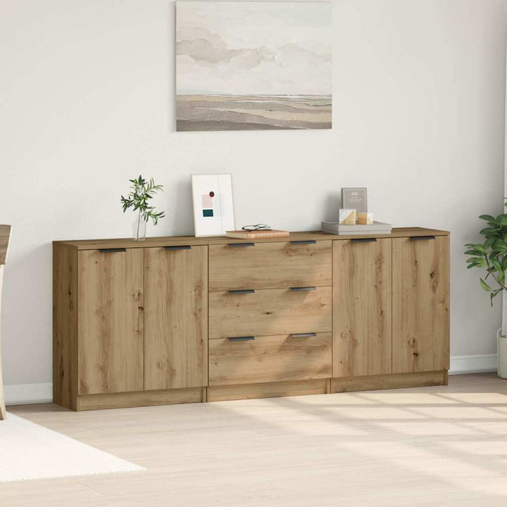 Skänkar 3 Delar Ek 60X30X70 Cm Konstruerat Trä