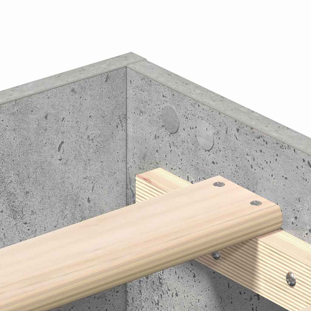 Sängram Betonggrå 203 X 93 X 25 Cm Konstruerat Trä
