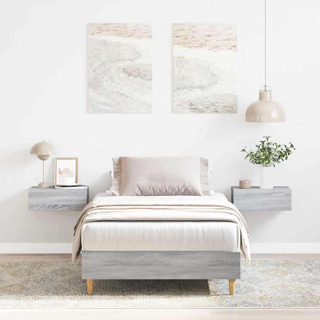 Sängram Grå Sonoma 203 X 93 X 25 Cm Konstruerat Trä