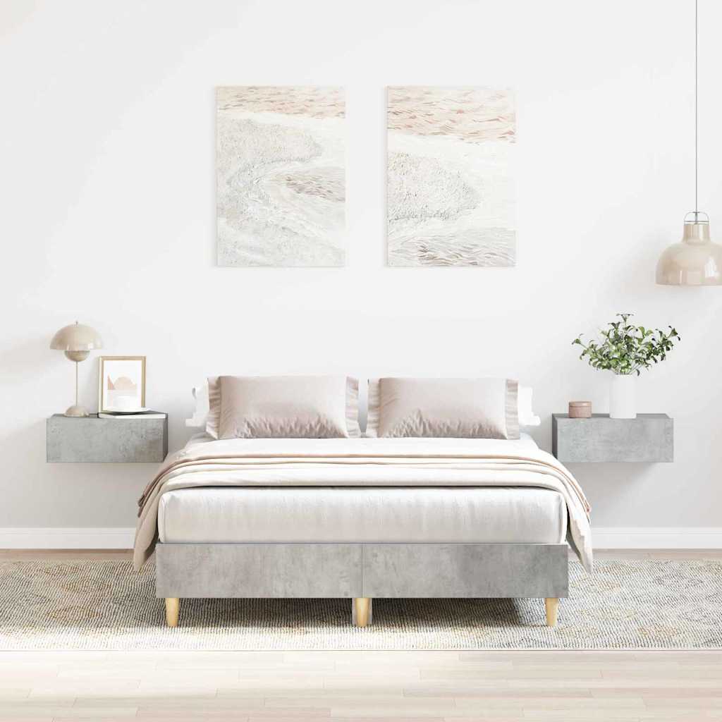 Sängram Betonggrå 193 X 123 X 25 Cm Konstruerat Trä