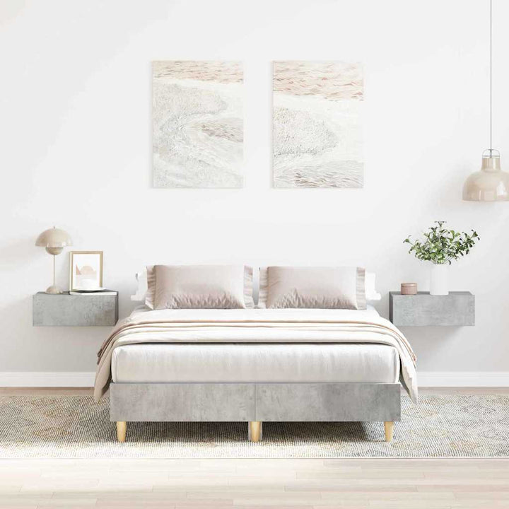 Sängram Betonggrå 193 X 123 X 25 Cm Konstruerat Trä