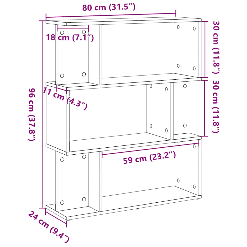 Bokhylla 80X24X96 Cm Konstruerat Trä