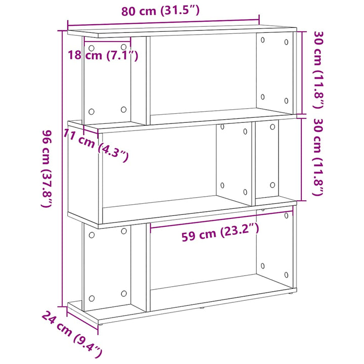 Bokhylla 80X24X96 Cm Konstruerat Trä