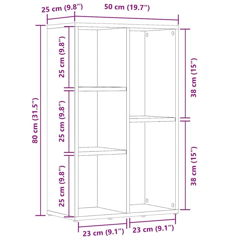 Bokhylla 50X25X80 Cm Konstruerat Trä