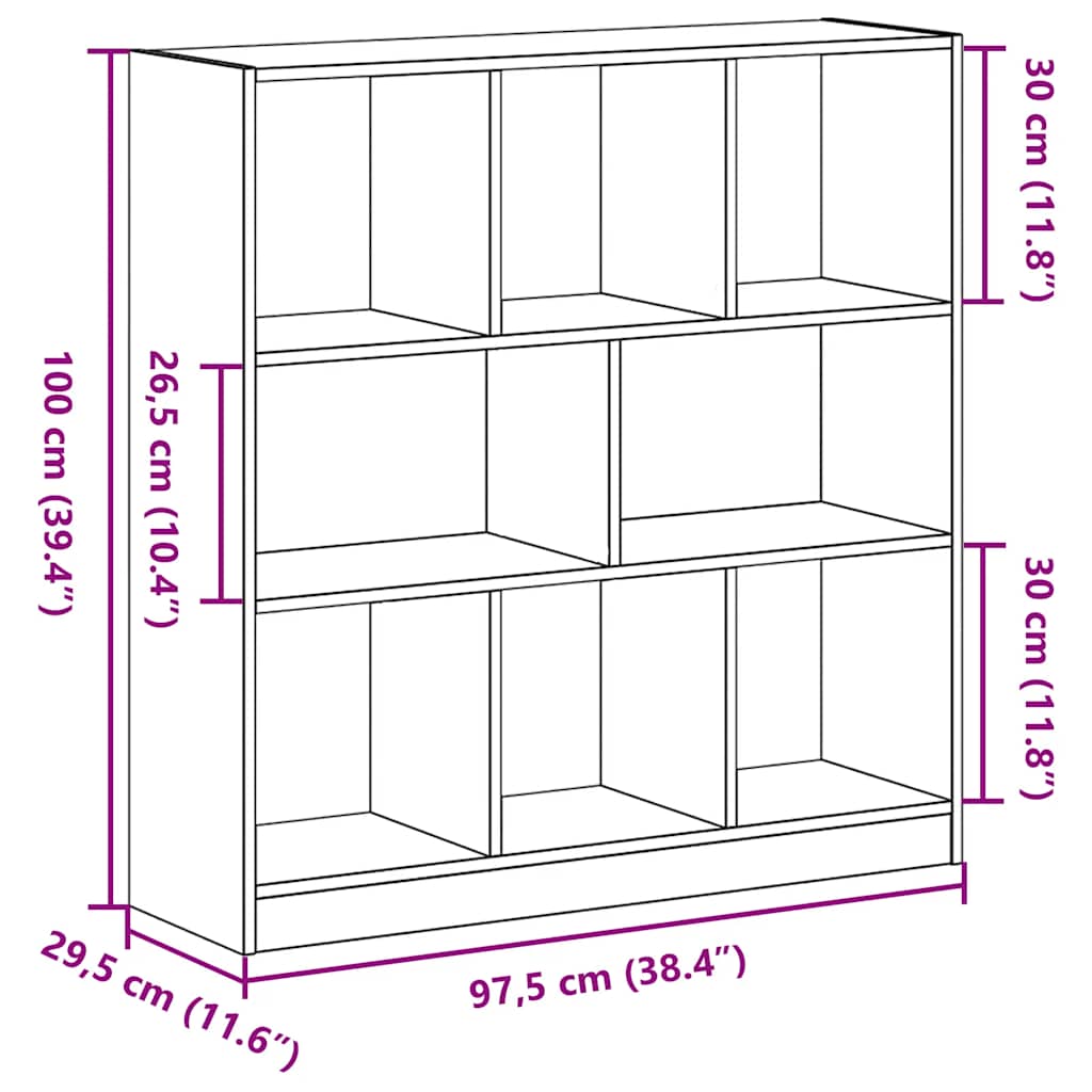 Bokhylla 97,5X29,5X100 Cm Konstruerat Trä