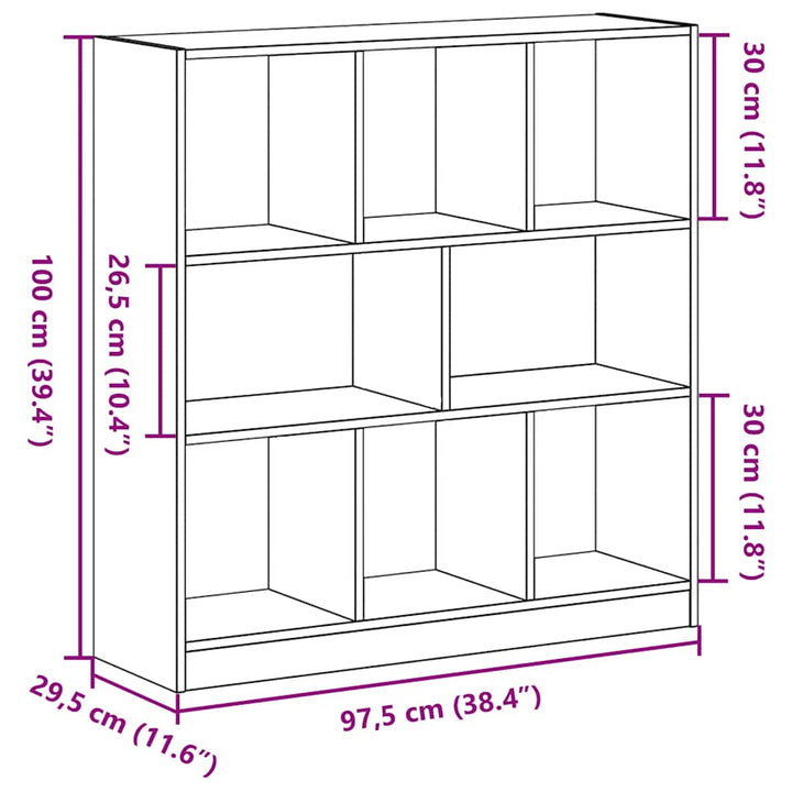 Bokhylla 97,5X29,5X100 Cm Konstruerat Trä