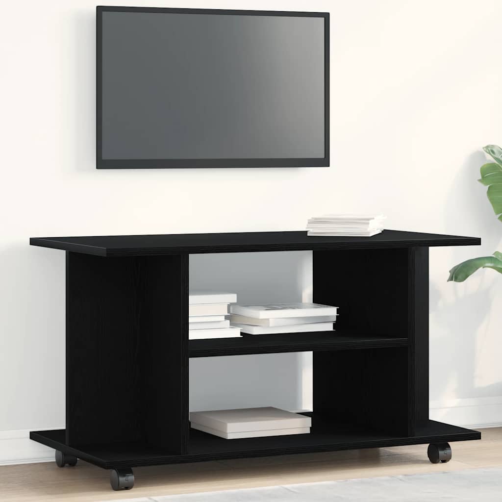 Tv-Bänk Med Hjul 80X40X45 Cm Konstruerat Trä