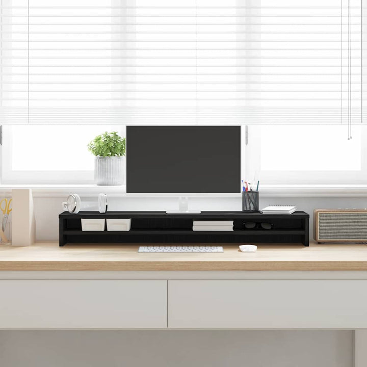 Monitorstativ Svart Ek 100X24X13 Cm Konstruerat Trä