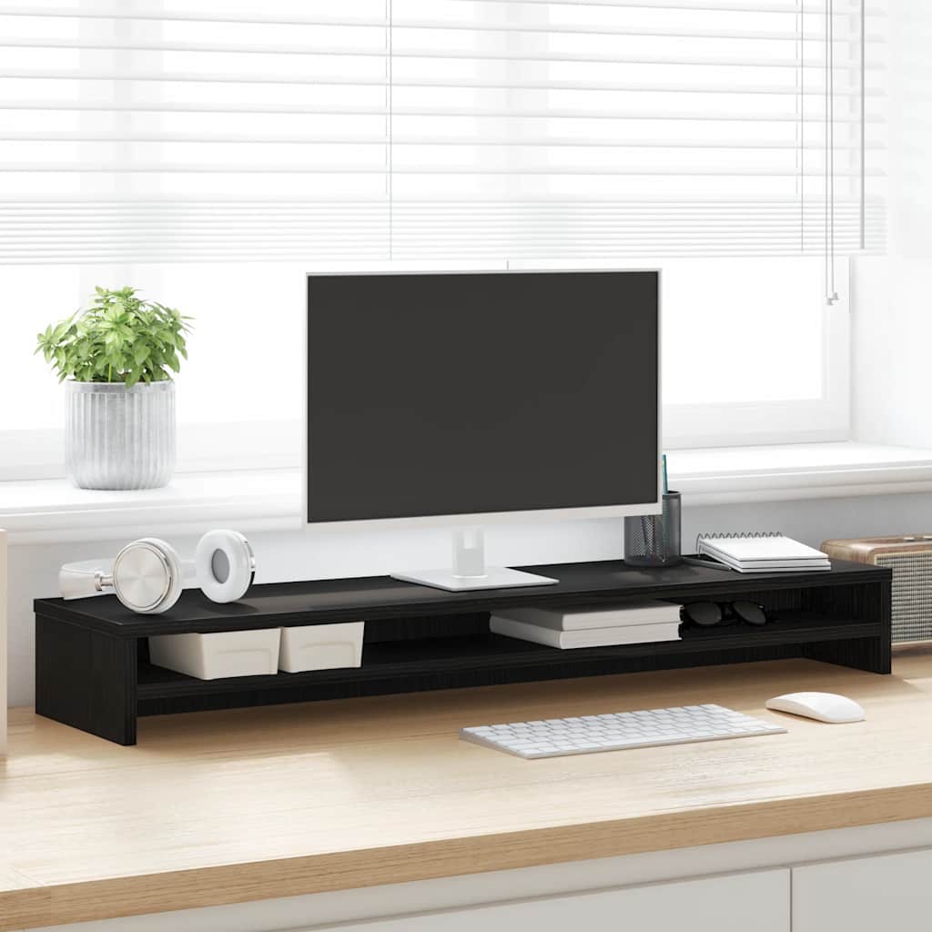 Monitorstativ Svart Ek 100X24X13 Cm Konstruerat Trä