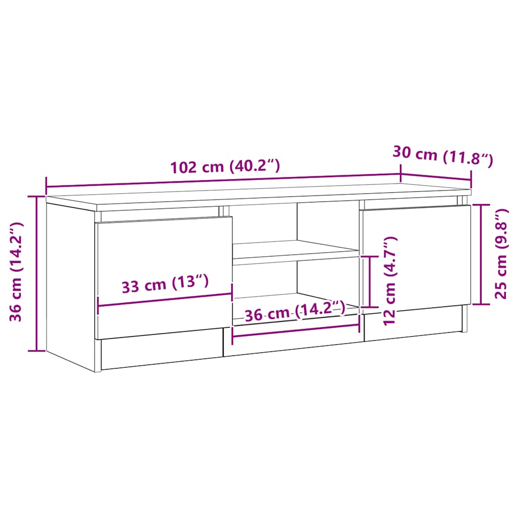 Tv-Bänk 102X30X36 Cm Konstruerat Trä